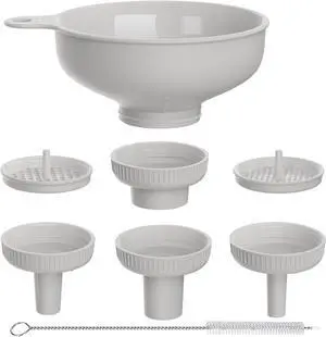 Pisol Wide Mouth Versatile Funnel for Kitchen Use for Filling Bottles | Food Grade Plastic, BPA Free, 5 Sizes Mouth, 2 Strainers, Rotating Screw Design, Easy to Clean, Dishwasher Safe Pisol Wide Mouth Versatile Funnel for Kitchen Use for Filling Bottles | Food Grade Plastic, BPA Free, 5 Sizes Mouth, 2 Strainers, Rotating Screw Design, Easy to Clean, Dishwasher Safe