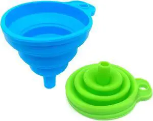 Medsuo 2pcs Portable Collapsible Funnels Silicone Kitchen Gadgets Accessories Foldable Hopper Funnel for Oil Water Powders Liquid Filling Bottles or Containers (Blue and Green) Medsuo 2pcs Portable Collapsible Funnels Silicone Kitchen Gadgets Accessories Foldable Hopper Funnel for Oil Water Powders Liquid Filling Bottles or Containers (Blue and Green)