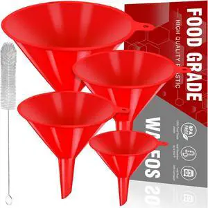walfos 4pcs Kitchen Plastic Funnel (NO BPA),Automotive Funnel for Liquid Transfer,funnels for Filling Bottles, containers or Kitchen funnels for Laboratory use. red4.7in&3.7in&2.7in&2in walfos 4pcs Kitchen Plastic Funnel (NO BPA),Automotive Funnel for Liquid Transfer,funnels for Filling Bottles, containers or Kitchen funnels for Laboratory use. red4.7in&3.7in&2.7in&2in