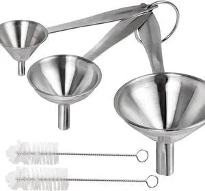 YGDZ Kitchen Funnel for Filling Bottles, 3pcs Metal Stainless Steel Small Mini Funnels for Essential Oils Liquid, Long Handle Funnel Set, 2pcs Cleaning Brushes YGDZ Kitchen Funnel for Filling Bottles, 3pcs Metal Stainless Steel Small Mini Funnels for Essential Oils Liquid, Long Handle Funnel Set, 2pcs Cleaning Brushes