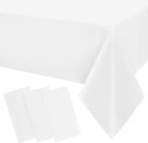 Smiry Disposable Table Cloth 3 Pack, 54 x 108 Inch Waterproof Plastic Tablecloth, Decorative Rectangle Table Covers for Party, Birthday, Picnic, White Smiry Disposable Table Cloth 3 Pack, 54 x 108 Inch Waterproof Plastic Tablecloth, Decorative Rectangle Table Covers for Party, Birthday, Picnic, White