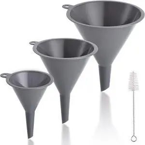 Plastic Kitchen Funnel Set of 3, Durable Round Food Grade Cooking Funnels for Kitchen Use Filling Bottles, Multifunctional Small Medium and Large Sizes for Canning, Lab or Car Oil Use Plastic Kitchen Funnel Set of 3, Durable Round Food Grade Cooking Funnels for Kitchen Use Filling Bottles, Multifunctional Small Medium and Large Sizes for Canning, Lab or Car Oil Use