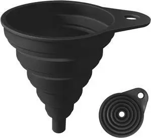 Funnels for Kitchen Use, Food Grade Silicone Collapsible Kitchen Funnel (Black) Funnels for Kitchen Use, Food Grade Silicone Collapsible Kitchen Funnel (Black)