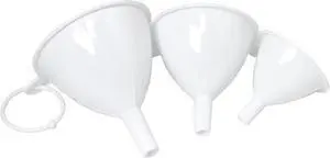 Chef Craft Classic Plastic Funnel Set, 2.5 to 3.75 inch 3 piece Set, White Chef Craft Classic Plastic Funnel Set, 2.5 to 3.75 inch 3 piece Set, White