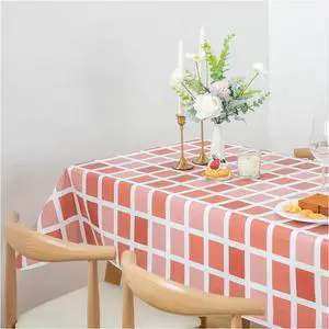 FIFTY FEET 84 * 60 Inch Rectangle Tablecloth, Vinyl Tablecloth with Flannel Backing for Rectangle Tables Waterproof, Plastic Picnic Table Cover for Dining Table/Buffet Parties/Camping(Red Plaid) FIFTY FEET 84 * 60 Inch Rectangle Tablecloth, Vinyl Tablecloth with Flannel Backing for Rectangle Tables Waterproof, Plastic Picnic Table Cover for Dining Table/Buffet Parties/Camping(Red Plaid)
