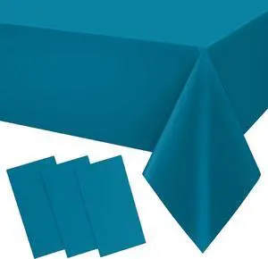 Smiry Disposable Table Cloth 3 Pack, 54 x 108 Inch Waterproof Plastic Tablecloth, Decorative Rectangle Table Covers for Party, Birthday, Picnic, Aqua Smiry Disposable Table Cloth 3 Pack, 54 x 108 Inch Waterproof Plastic Tablecloth, Decorative Rectangle Table Covers for Party, Birthday, Picnic, Aqua