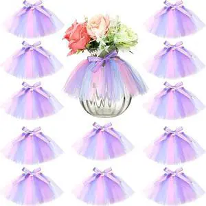 Tatuo 12 Pieces Mini Tutu Table Skirt Wine Bottle Cover Tutu Skirt Tulle Vase Skirt Decor Garland Centerpieces for Wedding Baby Shower Cake Dessert Birthday Party(Unicorn Color) Tatuo 12 Pieces Mini Tutu Table Skirt Wine Bottle Cover Tutu Skirt Tulle Vase Skirt Decor Garland Centerpieces for Wedding Baby Shower Cake Dessert Birthday Party(Unicorn Color)