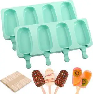 WMKGG Popsicle Silicone Molds Set, 2 PCS Ice Cream Cakesicles Molds | (Standard Size/Green) with 50 Wooden Sticks for Cake Pop, Ice Pop, Cakesicles WMKGG Popsicle Silicone Molds Set, 2 PCS Ice Cream Cakesicles Molds | (Standard Size/Green) with 50 Wooden Sticks for Cake Pop, Ice Pop, Cakesicles