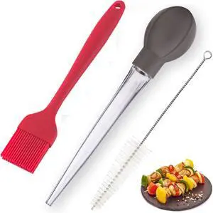Turkey Baster Food Grade Quality Bulb comes with 1 bigger size Basting Brush and 1 Cleaning Brush, for Cooking Basting with Detachable Round Bulb -Butter Drippings, Glazes, Roasting Juices for Poultry Turkey Baster Food Grade Quality Bulb comes with 1 bigger size Basting Brush and 1 Cleaning Brush, for Cooking Basting with Detachable Round Bulb -Butter Drippings, Glazes, Roasting Juices for Poultry