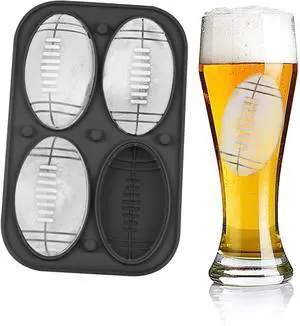 Football Ice Cube Tray 3D, Admaison Ice Ball Cube Mold with Funnel for Cocktails, Bourbon,Brandy, Whiskey Gifts for Men, Silicone Fun Shapes Black (Football) Football Ice Cube Tray 3D, Admaison Ice Ball Cube Mold with Funnel for Cocktails, Bourbon,Brandy, Whiskey Gifts for Men, Silicone Fun Shapes Black (Football)