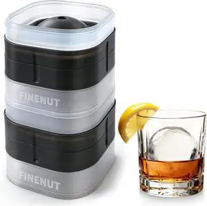 Easy Release Ice Ball Maker Mold, 2 Pack, 2.5 Inch Large Round Ice Cube Mold for Whiskey & Cocktails, Stackable Lid, Leak-Resistant Silicone (Black-2 Pack) Easy Release Ice Ball Maker Mold, 2 Pack, 2.5 Inch Large Round Ice Cube Mold for Whiskey & Cocktails, Stackable Lid, Leak-Resistant Silicone (Black-2 Pack)