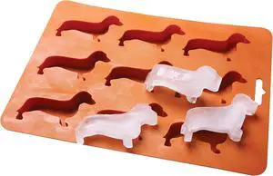Dachshund Dog Shaped Silicone Ice Cube Molds and Tray Brown Dachshund Dog Shaped Silicone Ice Cube Molds and Tray Brown