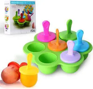 Mini Silicone Popsicle Mold, 7-cavity DIY Ice Pop Mold with Colorful Plastic Sticks, Popsicle Makers for Egg Bites, Lollipop and Ice Cream Mould, Baby Food Storage Container, Non-Stick Ice Cube Trays Mini Silicone Popsicle Mold, 7-cavity DIY Ice Pop Mold with Colorful Plastic Sticks, Popsicle Makers for Egg Bites, Lollipop and Ice Cream Mould, Baby Food Storage Container, Non-Stick Ice Cube Trays