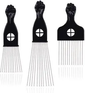 Hair Picks - Black Metal Afro Combs for Hair Styling, Fist Pick for Women and Men Hair Picks - Black Metal Afro Combs for Hair Styling, Fist Pick for Women and Men