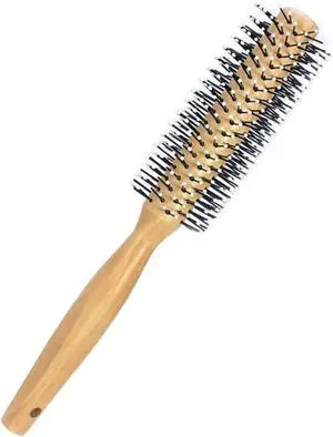 Round Curling Comb with Original Wooden Handle Made of Pure Beech Wood,Gentle Nylon Bristles,For All Hair Styles,Natural and Gentle Hair Brush (Yellow) Round Curling Comb with Original Wooden Handle Made of Pure Beech Wood,Gentle Nylon Bristles,For All Hair Styles,Natural and Gentle Hair Brush (Yellow)