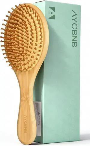 AYCBNB Bamboo Hair Brush for Hair Growth, Detangler Hairbrush with Natural Bamboo Bristles, Wooden Paddle Brush for Scalp Massage, All Hair Types, for Women, Men, and Kids AYCBNB Bamboo Hair Brush for Hair Growth, Detangler Hairbrush with Natural Bamboo Bristles, Wooden Paddle Brush for Scalp Massage, All Hair Types, for Women, Men, and Kids