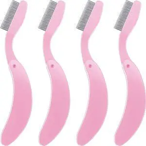 4 Packs Folding Eyelash Comb, Stainless Steel Metal Teeth Eyebrow Separator Comb Lash and Brow Makeup Applicator Brush Professional Tool for Define Lash 4 Packs Folding Eyelash Comb, Stainless Steel Metal Teeth Eyebrow Separator Comb Lash and Brow Makeup Applicator Brush Professional Tool for Define Lash