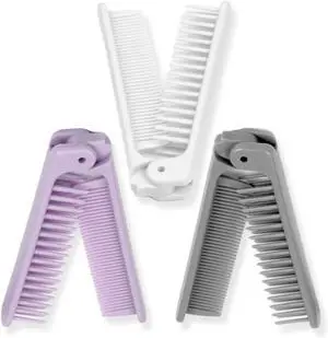 3-Piece Pocket Folding Comb Set Portable Travel Hair Brushes with Dual-Headed Design, Compact and Colorful (Gray, Purple, White) 3-Piece Pocket Folding Comb Set Portable Travel Hair Brushes with Dual-Headed Design, Compact and Colorful (Gray, Purple, White)