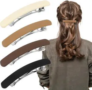 ATODEN Hair Clips 4Pcs Neutral Flat Matte French Barrettes for Thin Fine Hair - Hair Pins and Accessories for Women Girls in Beige, Khaki, Brown, Black for Short to Medium Hair ATODEN Hair Clips 4Pcs Neutral Flat Matte French Barrettes for Thin Fine Hair - Hair Pins and Accessories for Women Girls in Beige, Khaki, Brown, Black for Short to Medium Hair