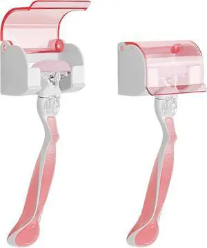 LUEXBOX 2 Pack Razor Holder with Cover for Shower Wall, Self Adhesive Razor Stand Shaver Organizer, Plastic Razor Hanger Hooks Compatible with Gillette Venus, Flamingo, BIC, Billie (Clear Pink) LUEXBOX 2 Pack Razor Holder with Cover for Shower Wall, Self Adhesive Razor Stand Shaver Organizer, Plastic Razor Hanger Hooks Compatible with Gillette Venus, Flamingo, BIC, Billie (Clear Pink)