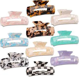 Magicsky 10 Pcs Large Resin Hair Claw Clips For Women Thick Thin Hair Updos Magicsky 10 Pcs Large Resin Hair Claw Clips For Women Thick Thin Hair Updos