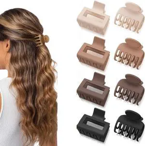 8 Pcs Medium Hair Clips for Women Girls - 2 Styles Rectangle and Double Row Teeth Small Claw Clips for Thin Fine Thick Hair, Matte Non-slip Strong Hold Jaw ClipsDark Collection) 8 Pcs Medium Hair Clips for Women Girls - 2 Styles Rectangle and Double Row Teeth Small Claw Clips for Thin Fine Thick Hair, Matte Non-slip Strong Hold Jaw ClipsDark Collection)