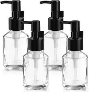 4 Pcs 60ml/2oz Glass Lotion Dispenser Empty Refillable Pump Bottle Travel Size Soap Dispensers Glass Cosmetic Containers Sample Vials for Toiletries Make Up - Clear 4 Pcs 60ml/2oz Glass Lotion Dispenser Empty Refillable Pump Bottle Travel Size Soap Dispensers Glass Cosmetic Containers Sample Vials for Toiletries Make Up - Clear