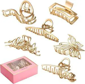 LUKACY 6 Pack Large Metal Hair Claw Clips - 4 Inch, Perfect Big gold Jaw hair clamps for Women and Thinner, Thick hair styling,Strong Hold, Fashion Hair Accessories (Style 2) LUKACY 6 Pack Large Metal Hair Claw Clips - 4 Inch, Perfect Big gold Jaw hair clamps for Women and Thinner, Thick hair styling,Strong Hold, Fashion Hair Accessories (Style 2)