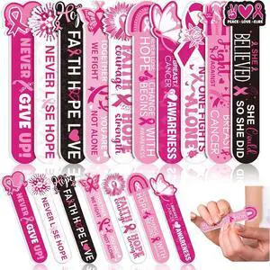 50 Pcs Breast Cancer Awareness Nail Files, Pink Ribbon Manicure Tools 50 Pcs Breast Cancer Awareness Nail Files, Pink Ribbon Manicure Tools