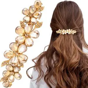 Joez Wonderful Rhinestone Hair Clips, Bridal Hair Accessories for Women, Sparkly Crystal Hair Pins, Fancy Hair Barrettes for Wedding, Bride, Long Hair (Champagne Flower, 1 Pcs) Joez Wonderful Rhinestone Hair Clips, Bridal Hair Accessories for Women, Sparkly Crystal Hair Pins, Fancy Hair Barrettes for Wedding, Bride, Long Hair (Champagne Flower, 1 Pcs)