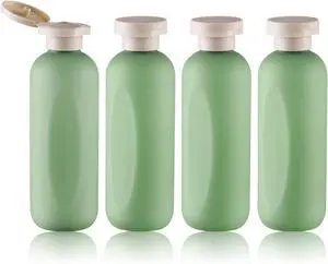 Empty Shampoo Bottles 6.7oz, Green Flip Cap Refillable Plastic, 4 Pack Set Empty Shampoo Bottles 6.7oz, Green Flip Cap Refillable Plastic, 4 Pack Set