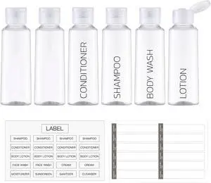 LISAPACK 3.4 oz Travel Containers for Toiletries, 6pcs Shampoo Bottles Kit LISAPACK 3.4 oz Travel Containers for Toiletries, 6pcs Shampoo Bottles Kit