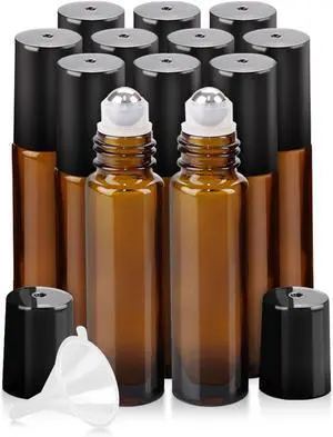 Essential Oil Roller Bottles - 12 Pack Refillable 10ml Glass Roller Bottles Essential Oil Roller Bottles - 12 Pack Refillable 10ml Glass Roller Bottles