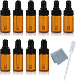 Elfenstall- 10pcs 10ml 1/3oz Amber Mini Glass Bottle Amber Sample Vial Small Essential Oil Bottle with Glass Eye Dropper Refillable Containers + 1pc Clean Cloth + 1pc 3ml Dropper Elfenstall- 10pcs 10ml 1/3oz Amber Mini Glass Bottle Amber Sample Vial Small Essential Oil Bottle with Glass Eye Dropper Refillable Containers + 1pc Clean Cloth + 1pc 3ml Dropper