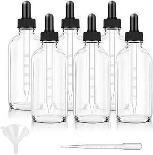 Bumobum 4 oz Clear Glass Dropper Bottles, 6 Pack 120ml Tincture Bottles Bumobum 4 oz Clear Glass Dropper Bottles, 6 Pack 120ml Tincture Bottles