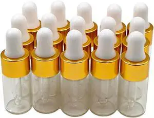 15Pack Mini Dropper Bottles Glass Clear, Designed for aromatherapy oil and essential oil applications with Gold Cap 15Pack Mini Dropper Bottles Glass Clear, Designed for aromatherapy oil and essential oil applications with Gold Cap