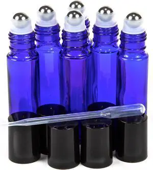 Vivaplex Cobalt Blue 10ml Roll-On Bottles with Stainless Steel Balls - 6 pk Vivaplex Cobalt Blue 10ml Roll-On Bottles with Stainless Steel Balls - 6 pk