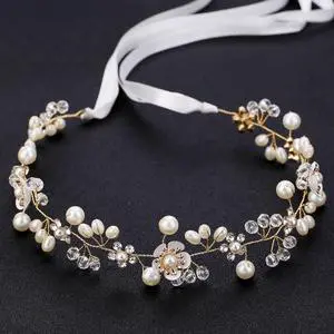 KAYZON Hair Accessories: Bridal Pearl Flower Headpiece Headband for Girls, Flower Girls, and Women (Gold) KAYZON Hair Accessories: Bridal Pearl Flower Headpiece Headband for Girls, Flower Girls, and Women (Gold)