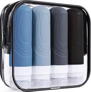 GLAMFIELDS Travel Bottles for Toiletries,TSA Approved 3oz size Leak Proof Silicone Containers for Shampoo, Conditioner,Easy to Squeeze and Portable, Essentials for Traveling (4 Pack) Black GLAMFIELDS Travel Bottles for Toiletries,TSA Approved 3oz size Leak Proof Silicone Containers for Shampoo, Conditioner,Easy to Squeeze and Portable, Essentials for Traveling (4 Pack) Black