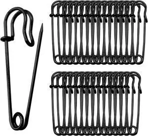 Safety Pins Brooches 2 inch/50mm Heavy Duty Blanket Pins for Blankets, Crafts, Kilts, Skirts, Sweaters, Shawls - 30 Pack (2 Inch/50mm, Black) Safety Pins Brooches 2 inch/50mm Heavy Duty Blanket Pins for Blankets, Crafts, Kilts, Skirts, Sweaters, Shawls - 30 Pack (2 Inch/50mm, Black)