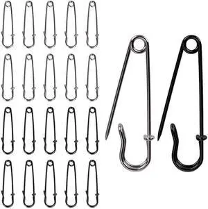 20-Pack 2-Inch Heavy-Duty Steel Safety Pins Silver & Black (10 Each) for Blankets, Apparel, Crafts & Canvas 20-Pack 2-Inch Heavy-Duty Steel Safety Pins Silver & Black (10 Each) for Blankets, Apparel, Crafts & Canvas