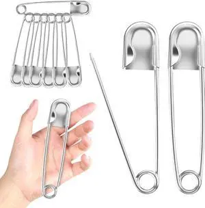 AZUREAL 5 Inch Jumbo Oversized Safety Pins 7P, Giant Heavy Duty Stainless Steel Extra Large Safety Pins, for Blanket Leather Canvas Outdoor Craft Laundry (Silver) AZUREAL 5 Inch Jumbo Oversized Safety Pins 7P, Giant Heavy Duty Stainless Steel Extra Large Safety Pins, for Blanket Leather Canvas Outdoor Craft Laundry (Silver)