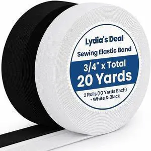 Elastic Band for Sewing, 3/4 Inch Wide High Stretch Knit Elastic, 20 Yards (2 Rolls), Soft & Durable Waistband Elastic for Pants, Skirts & DIY Crafts (10 Yards White, 10 Yards Black) Elastic Band for Sewing, 3/4 Inch Wide High Stretch Knit Elastic, 20 Yards (2 Rolls), Soft & Durable Waistband Elastic for Pants, Skirts & DIY Crafts (10 Yards White, 10 Yards Black)