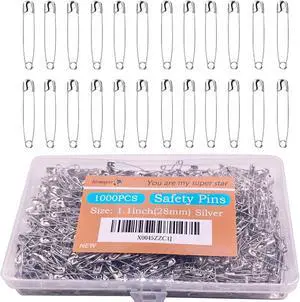 1000PCS Safety Pins (Upgraded), 1.1 inch Small Safety Pin, Rust-Resistant Nickel Plated Steel, Sharp Edge Safety Pin for Clothes, Sewing, Arts & Craft, 28mm Decorative Safety Pins (Silver) 1000PCS Safety Pins (Upgraded), 1.1 inch Small Safety Pin, Rust-Resistant Nickel Plated Steel, Sharp Edge Safety Pin for Clothes, Sewing, Arts & Craft, 28mm Decorative Safety Pins (Silver)