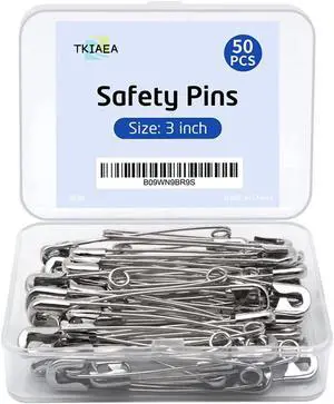 3 Inches Large Safety Pins, Pack of 50, Big Heavy Duty Safety Pins for Brooch Making, Blankets, Crafts, Cloth Curtain (SP) 3 Inches Large Safety Pins, Pack of 50, Big Heavy Duty Safety Pins for Brooch Making, Blankets, Crafts, Cloth Curtain (SP)