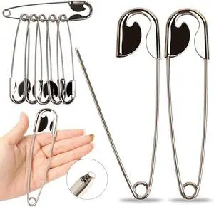 2 Pieces Large Safety Pins 5 Inch Metal Jumbo Safety Pin Silver Heavy Duty Safety Pins for Laundry, Blanket, Key Rings, Outdoor 2 Pieces Large Safety Pins 5 Inch Metal Jumbo Safety Pin Silver Heavy Duty Safety Pins for Laundry, Blanket, Key Rings, Outdoor