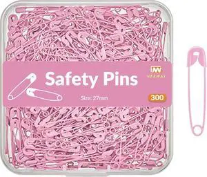 NEEWAY 300 Count Colored Safety Pins 1 Inch, Small Safety Pins for Clothes, Sewing, Arts & Craft (Pink) NEEWAY 300 Count Colored Safety Pins 1 Inch, Small Safety Pins for Clothes, Sewing, Arts & Craft (Pink)