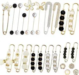 24 Pieces Pearl Crystal Brooch Safety Pins Button Pins Pant Waist Tightener Pins for Clothes Sweater Shawl Collar Dress Cardigan Shirt Jeans Decoration Accessories for Women Girls 24 Pieces Pearl Crystal Brooch Safety Pins Button Pins Pant Waist Tightener Pins for Clothes Sweater Shawl Collar Dress Cardigan Shirt Jeans Decoration Accessories for Women Girls
