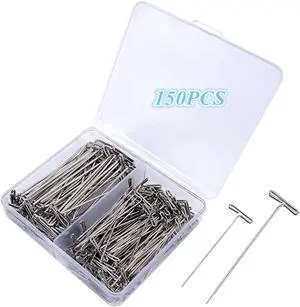 150 Pcs T Pins, Sewing Pins for Blocking Knitting, Modelling, Wig Making and Crafts, Straight Pins T-Pins Stainless Steel Nickel Plated with Storage Box (1.5 Inch2 Inch) 150 Pcs T Pins, Sewing Pins for Blocking Knitting, Modelling, Wig Making and Crafts, Straight Pins T-Pins Stainless Steel Nickel Plated with Storage Box (1.5 Inch2 Inch)