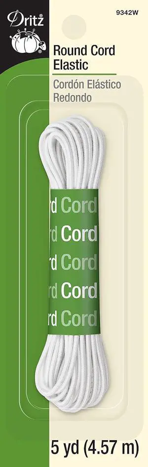 Dritz 9342W Round Cord Elastic, White, 5-Yard Dritz 9342W Round Cord Elastic, White, 5-Yard